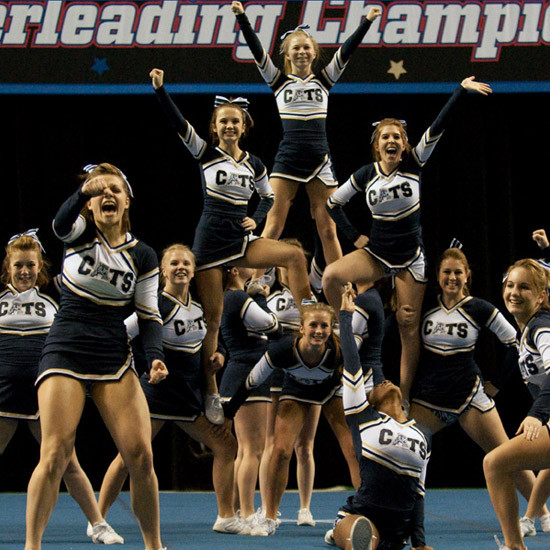 Contestants of the GHSA State Cheerleading Championships in the Columbus Civic Center